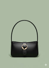 Golden Leaf Lock Luxury Handbag - Elegant Evening Clutch & Shoulder Bag | Luxury evening bag with lock | Minimalist gold accent purse | Statement designer lock bag