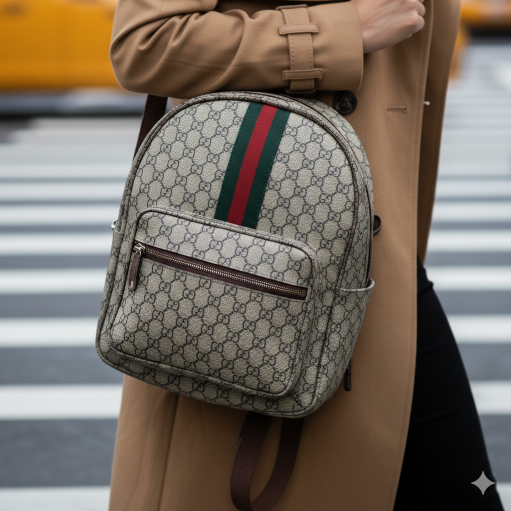 Signature Stripe Laptop Backpack | Chic, Durable Daypack for Travel & School | Unisex Striped Rucksack | Durable Backpack with Laptop Sleeve | Fashion Backpack for College | Water-Resistant Striped Bag