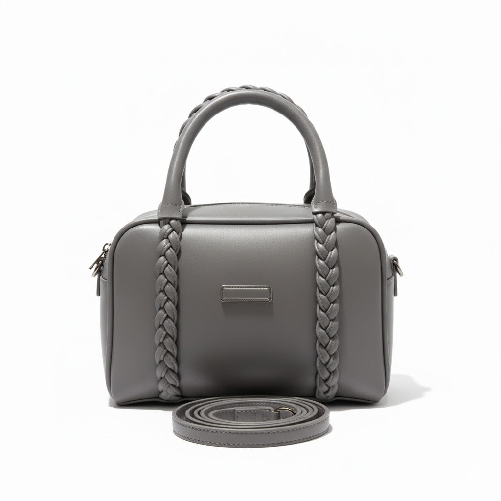 Braided Handbag Woven Leather Purse | Trendy Shoulder Tote for Women | Woven Leather Bag | Braided Vegan Leather | Knot Detail Handbag | Soft Woven Purse