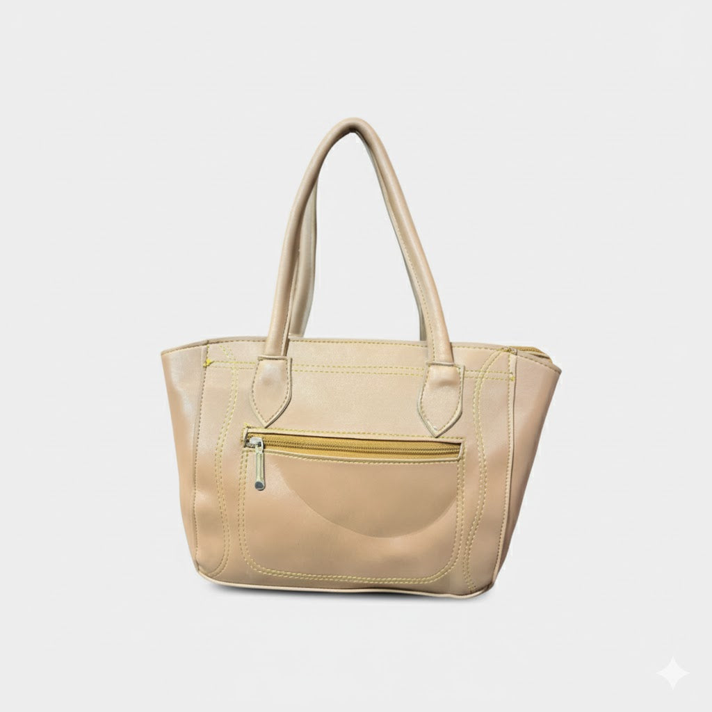 Everyday Leather Shoulder Bag with Exterior Zip Pocket - Versatile Women's Purse | Practical Leather Handbag | Crossbody Zip Pocket Bag | Ladies Daily Shoulder Bag | Soft Leather Everyday Bag