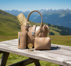 3-in-1 PU Leather Handbag Set: Shoulder Bag, Crossbody & Clutch Purse | Ladies Purse Combo | Tote Shoulder Bag Set | Vegan Leather Handbag | Designer Bag 3 Piece | Large Capacity Handbags