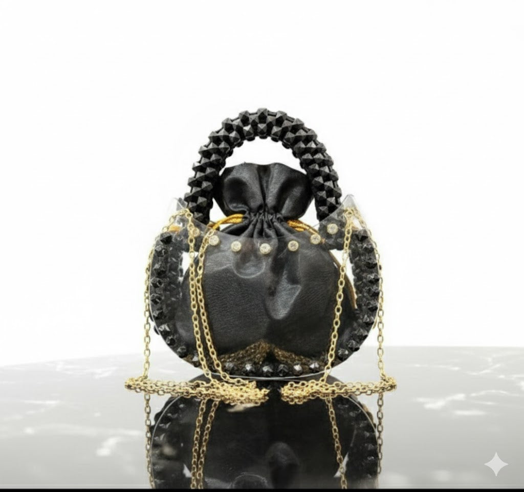 Handcrafted Pearl Potli Bag | Bridal & Wedding Clutch Purse with Drawstring | Elegant Drawstring Purse | Hand Beaded Bridal Potli | Luxury Ethnic Clutch Bag | Designer Pearl Wristlet Pouch