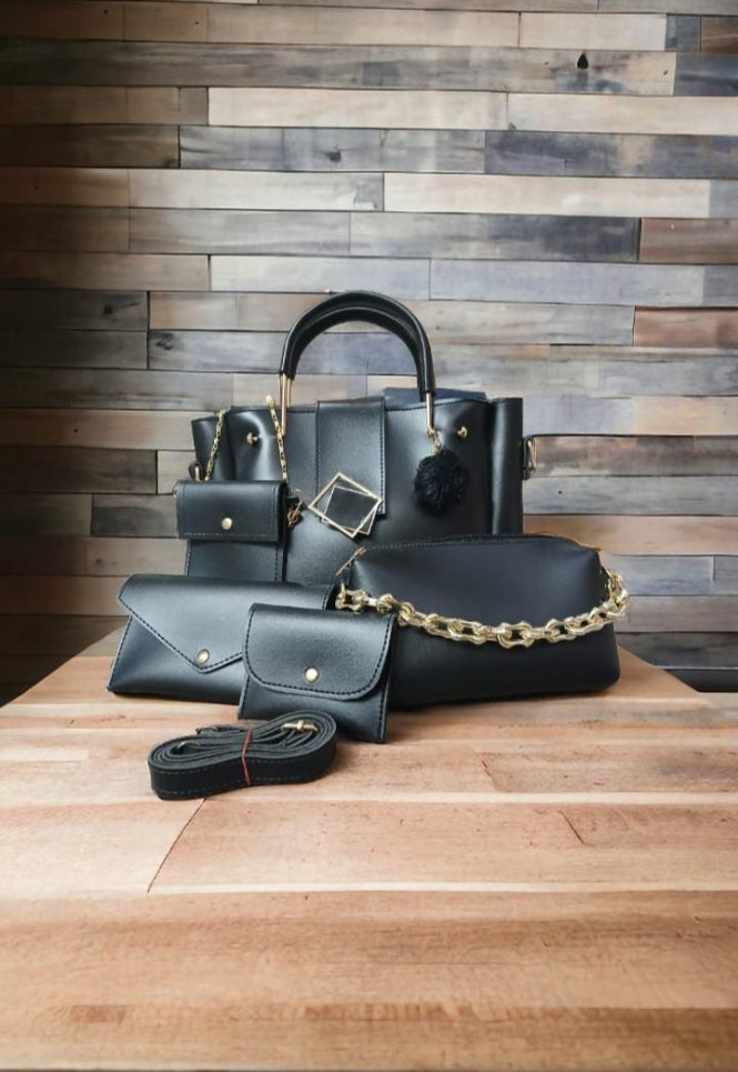 5-Piece Maroon Handbag Set: Versatile Shoulder Bag, Purse, & Clutch Combo | Bag Set | 5-in-1 Bag Combo | Ladies Shoulder Purse | Versatile Crossbody Set | Matching Handbag Wallet