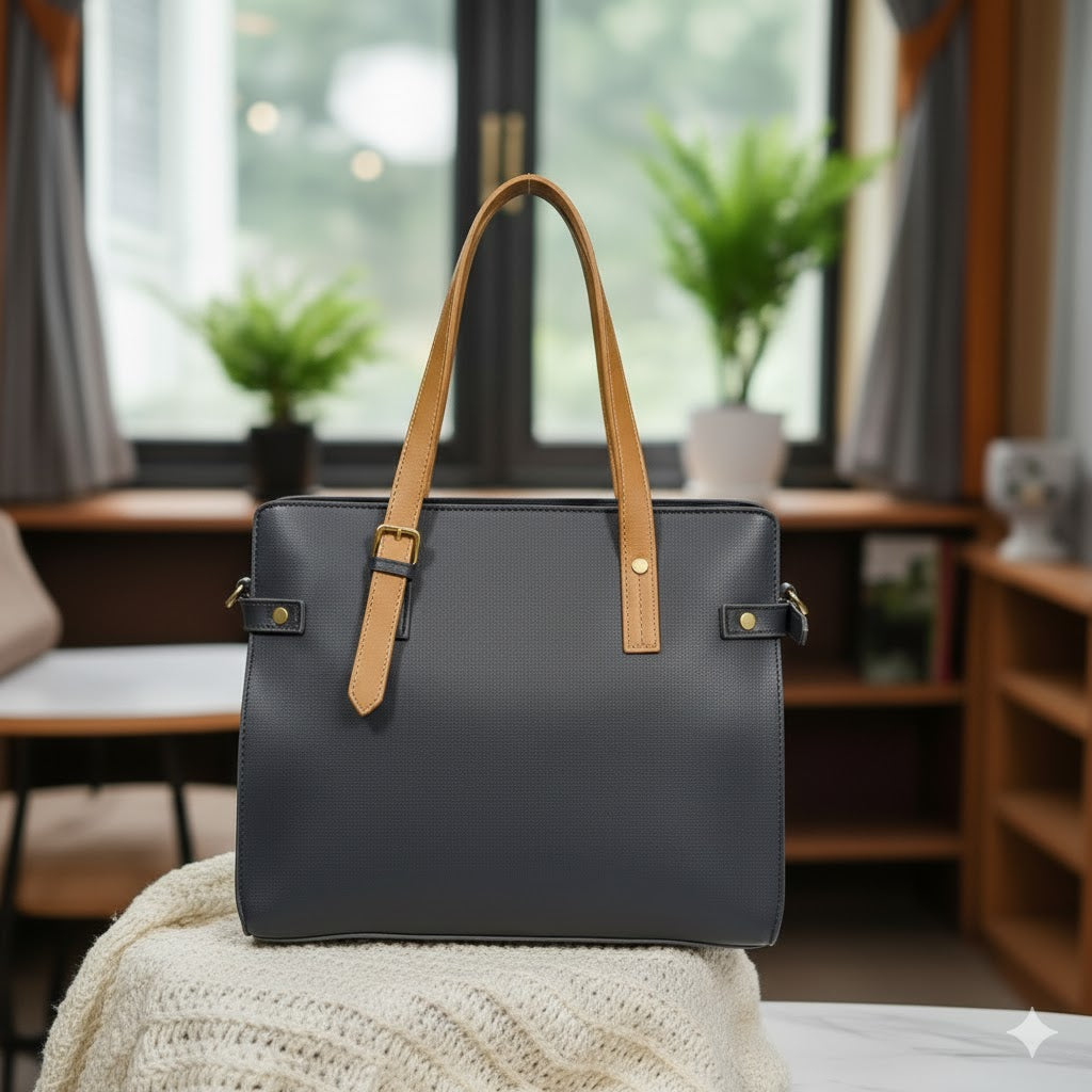 Classic Leather Tote Bag for Women - Timeless Ladies Work Shoulder Handbag | Genuine Leather Tote | Spacious Work Bag | Everyday Carryall Purse | Durable Ladies Handbag | Structured Shoulder Tote