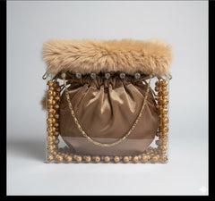 Handcrafted Pearl Potli Bag | Bridal & Wedding Clutch Purse with Drawstring | Elegant Drawstring Purse | Hand Beaded Bridal Potli | Luxury Ethnic Clutch Bag | Designer Pearl Wristlet Pouch