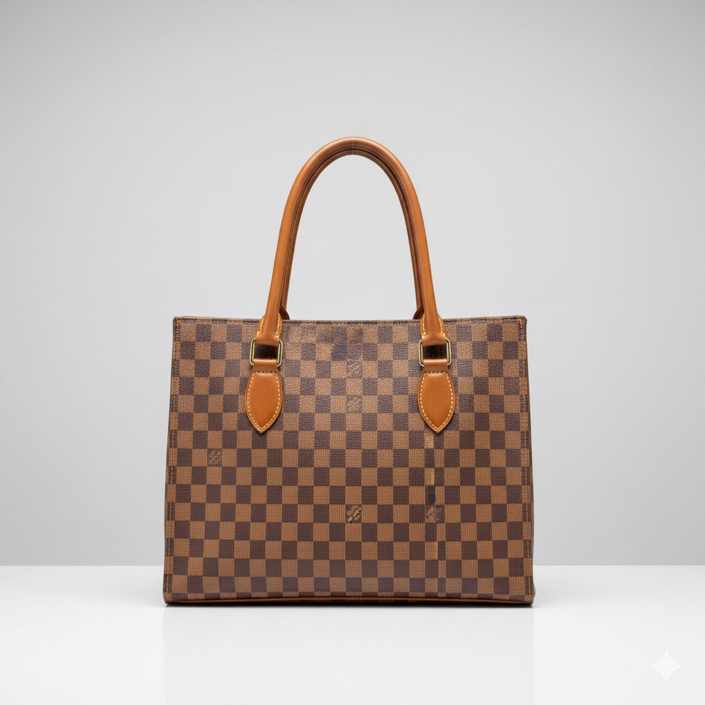 Checkers Pattern Ladies Handbag - Stylish Tote & Shoulder Bag for Women | Ladies Checkered Tote | Fashion Shoulder Satchel | Women's Daily Commuter Bag | Elegant Faux Leather Purse | Spacious Weekend Handbag