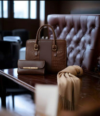 Velora Croc-Embossed Ladies Handbag Set | Matching Purse & Bag Combo | Croc pattern handbag set | Luxury faux leather purse combo | Matching ladies bag and wallet | Structured top-handle tote | Elegant embossed shoulder bag