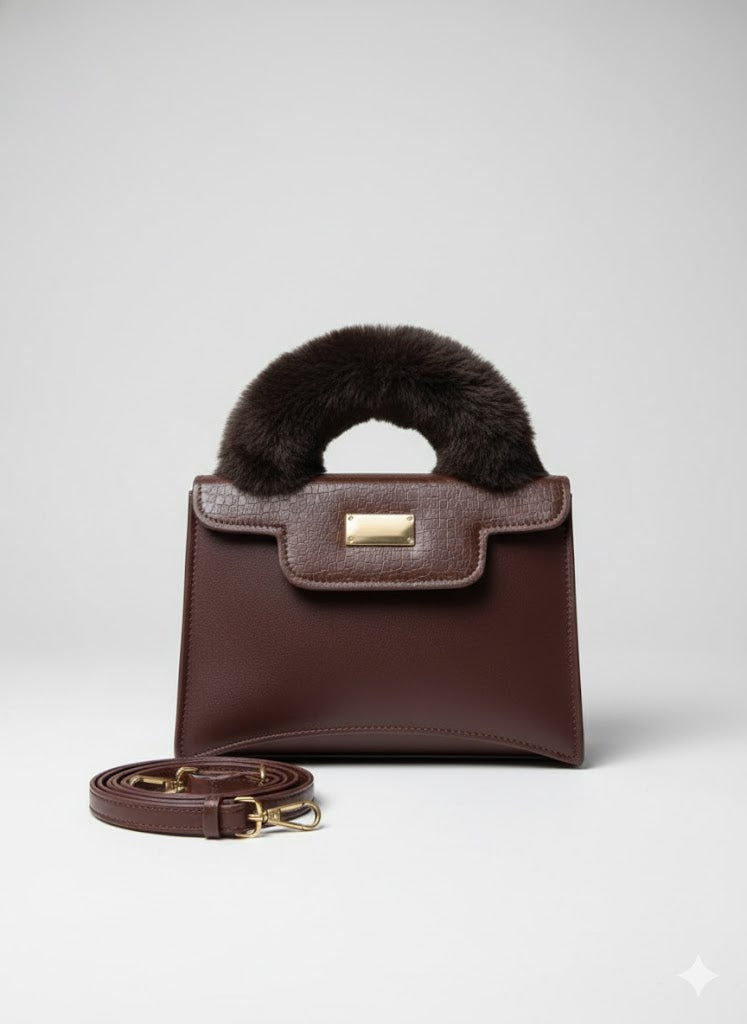 Structured Box Ladies Handbag - Versatile Top Handle Shoulder Bag | Chic Geometric Box Bag | Rigid Crossbody Purse | Formal Ladies Satchel | Minimalist Top Handle Bag | Structured Vegan Leather Handbag