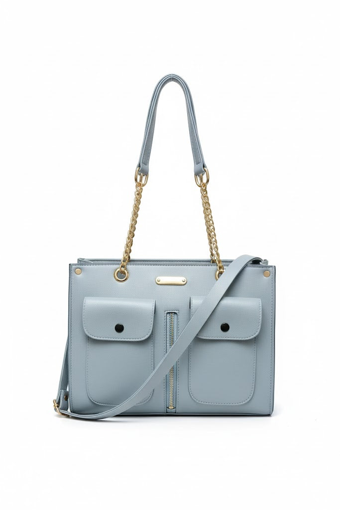 Dual Pocket Crossbody Shoulder Bag - Multi-Compartment PU Leather | Multi-Pocket Shoulder Bag | Double Compartment Purse | Organized Crossbody Bag | Everyday Work Purse | PU Leather Handbag