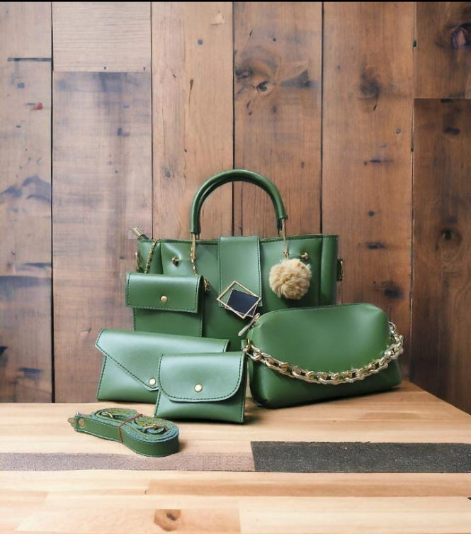 5-Piece Maroon Handbag Set: Versatile Shoulder Bag, Purse, & Clutch Combo | Bag Set | 5-in-1 Bag Combo | Ladies Shoulder Purse | Versatile Crossbody Set | Matching Handbag Wallet