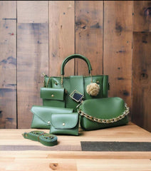 5-Piece Maroon Handbag Set: Versatile Shoulder Bag, Purse, & Clutch Combo | Bag Set | 5-in-1 Bag Combo | Ladies Shoulder Purse | Versatile Crossbody Set | Matching Handbag Wallet