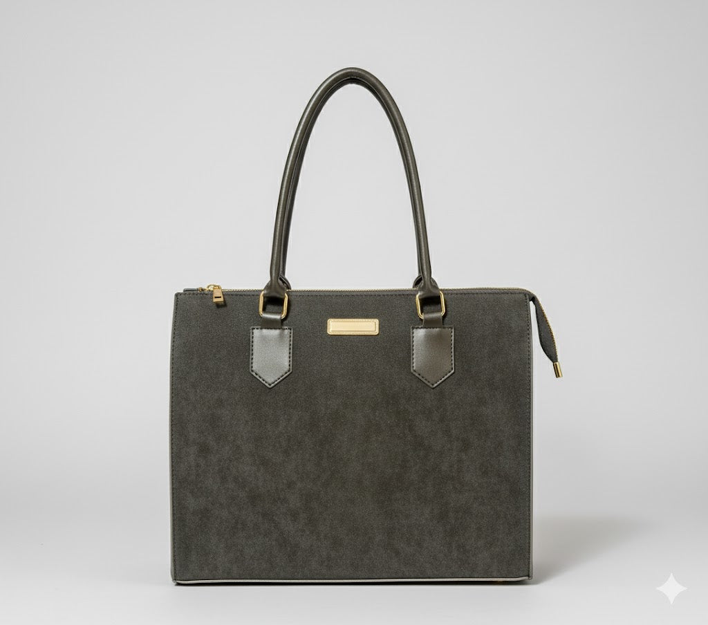 Royal Collection Structured Leather Tote | Laptop & Work Bag for Women | Professional Tote | Structured Work Bag | Neutral Leather Handbag | Everyday Business Bag | Chic Commuter Purse