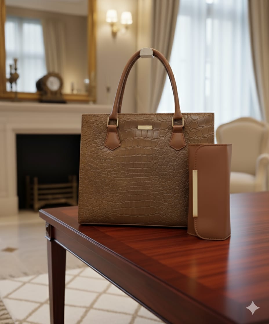 Luxury Crocodile Box Handbag for Women | Top Handle Purse | Structured Top Handle Purse | Ladies Handbag | Women