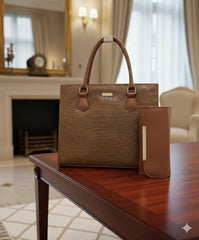 Luxury Crocodile Box Handbag for Women | Top Handle Purse | Structured Top Handle Purse | Ladies Handbag | Women