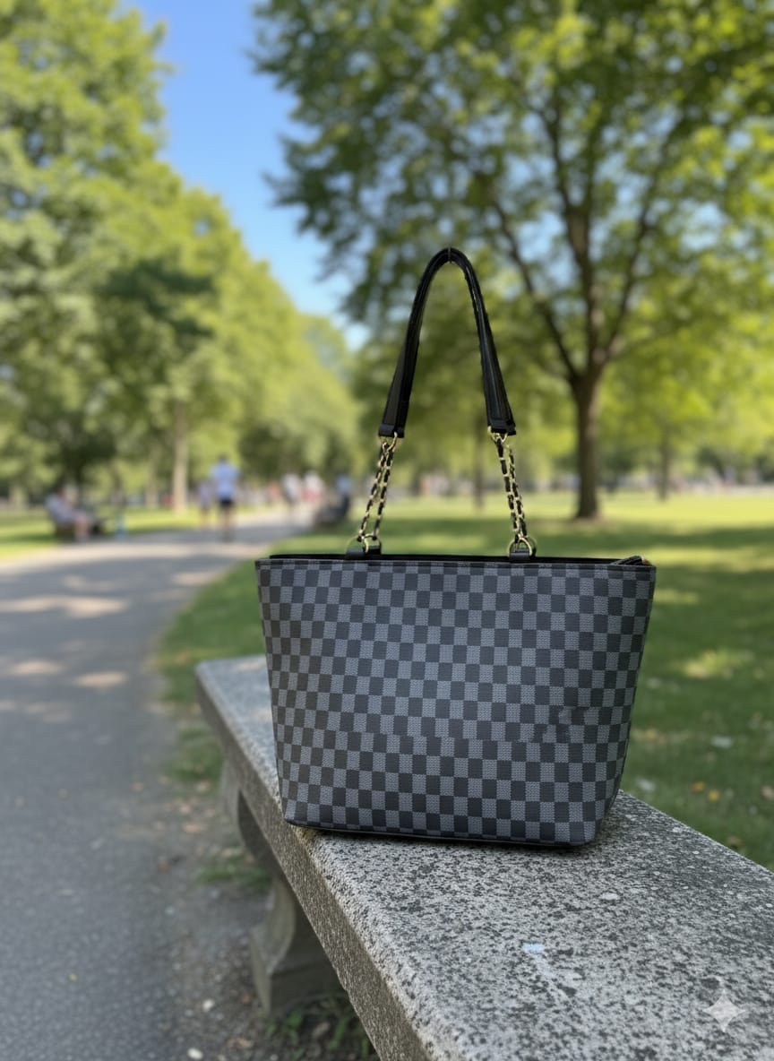 Checkered Tote Hand Bags