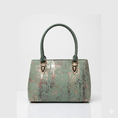 Metallic Textured Leather Handbag | Luxe Shoulder Tote | Metallic leather tote | Textured finish handbag | Designer look shoulder bag | Shimmering leather accessories | Elegant everyday carryall