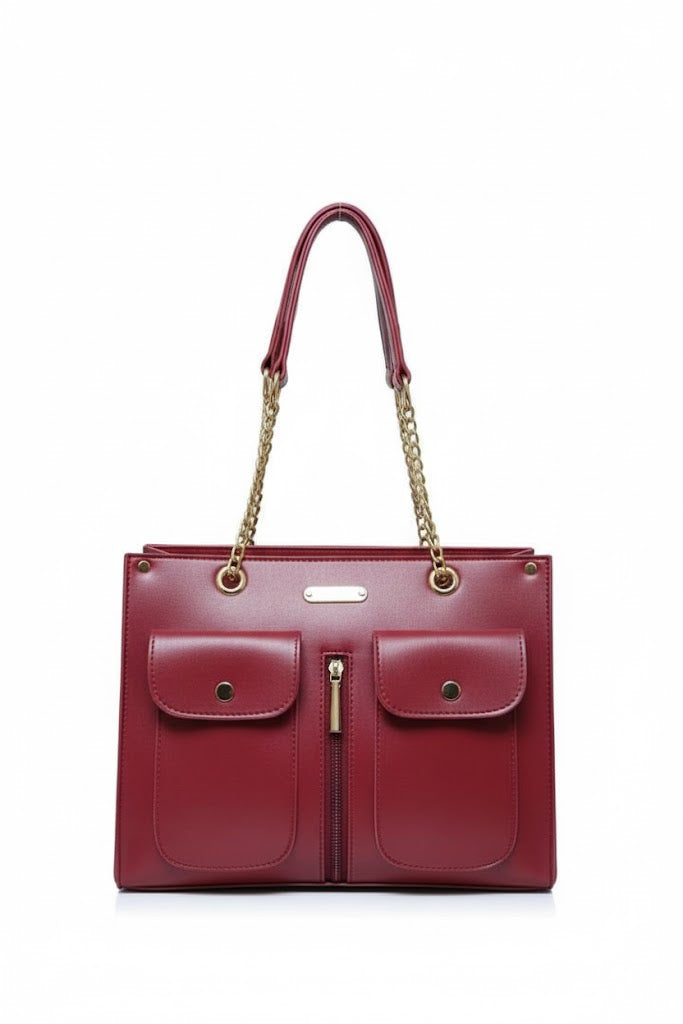 Dual Pocket Crossbody Shoulder Bag - Multi-Compartment PU Leather | Multi-Pocket Shoulder Bag | Double Compartment Purse | Organized Crossbody Bag | Everyday Work Purse | PU Leather Handbag