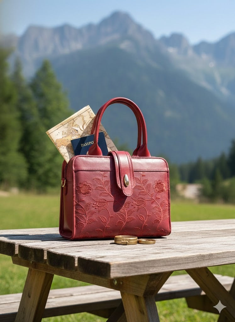 Floral Stitch Tote Bag for Women | Elegant Embroidered Top Handle Purse | Ladies Embroidered Handbag | Floral Stitch Shoulder Bag | Designer Inspired Tote | Unique Stitch Detail Purse | Elegant Day Bag Women