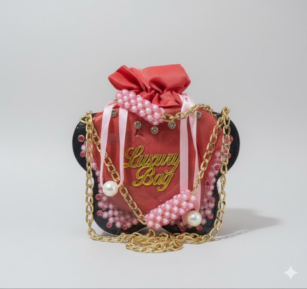 Handcrafted Pearl Potli Bag | Bridal & Wedding Clutch Purse with Drawstring | Elegant Drawstring Purse | Hand Beaded Bridal Potli | Luxury Ethnic Clutch Bag | Designer Pearl Wristlet Pouch