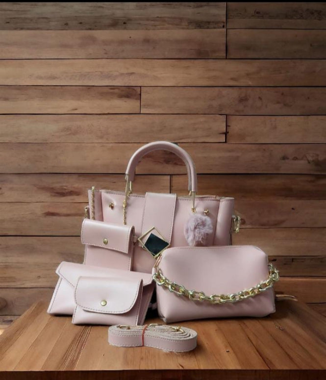 5-Piece Maroon Handbag Set: Versatile Shoulder Bag, Purse, & Clutch Combo | Bag Set | 5-in-1 Bag Combo | Ladies Shoulder Purse | Versatile Crossbody Set | Matching Handbag Wallet