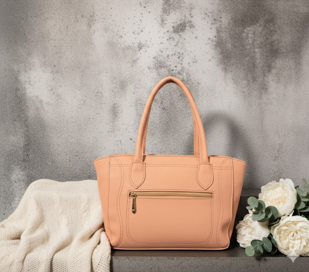 Everyday Leather Shoulder Bag with Exterior Zip Pocket - Versatile Women's Purse | Practical Leather Handbag | Crossbody Zip Pocket Bag | Ladies Daily Shoulder Bag | Soft Leather Everyday Bag