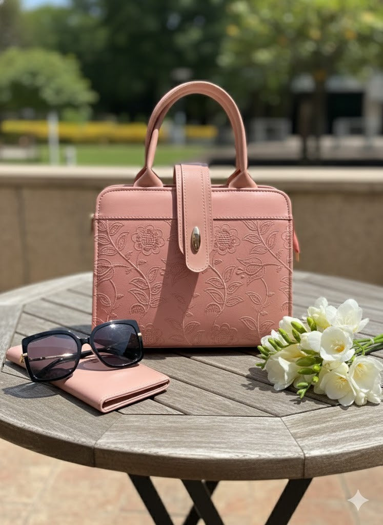 Floral Stitch Tote Bag for Women | Elegant Embroidered Top Handle Purse | Ladies Embroidered Handbag | Floral Stitch Shoulder Bag | Designer Inspired Tote | Unique Stitch Detail Purse | Elegant Day Bag Women
