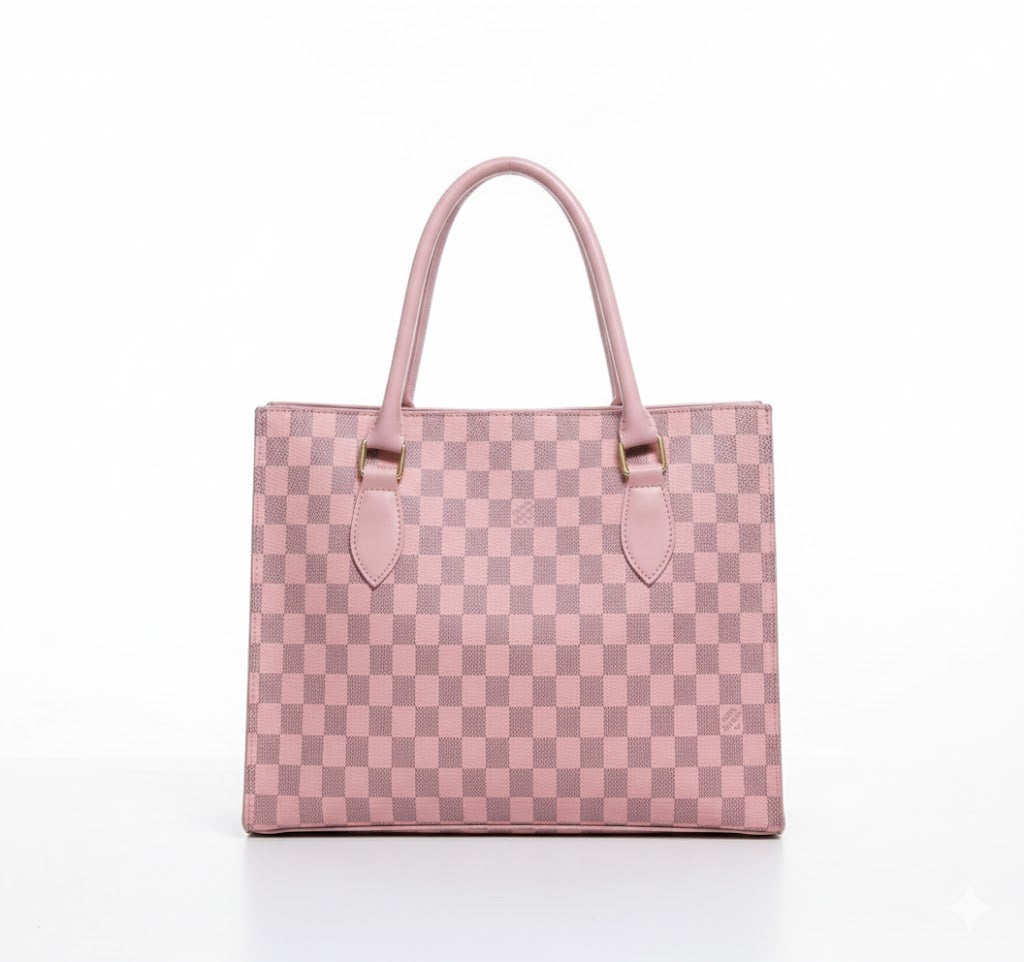Checkers Pattern Ladies Handbag - Stylish Tote & Shoulder Bag for Women | Ladies Checkered Tote | Fashion Shoulder Satchel | Women's Daily Commuter Bag | Elegant Faux Leather Purse | Spacious Weekend Handbag