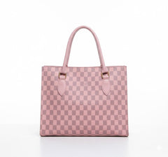 Checkers Pattern Ladies Handbag - Stylish Tote & Shoulder Bag for Women | Ladies Checkered Tote | Fashion Shoulder Satchel | Women's Daily Commuter Bag | Elegant Faux Leather Purse | Spacious Weekend Handbag