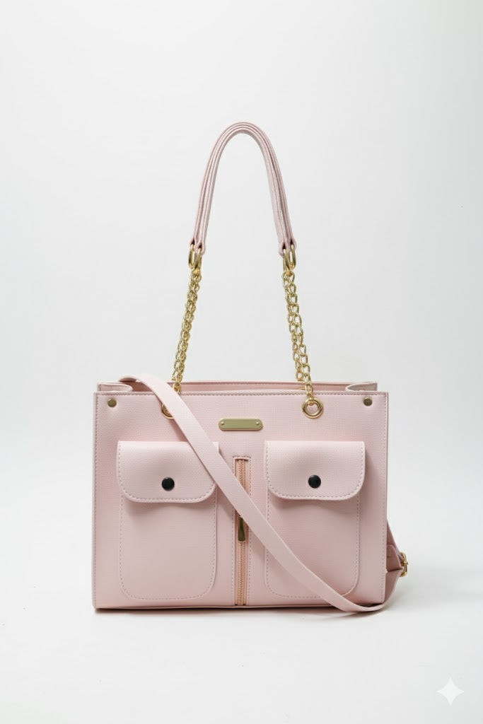 Dual Pocket Crossbody Shoulder Bag - Multi-Compartment PU Leather | Multi-Pocket Shoulder Bag | Double Compartment Purse | Organized Crossbody Bag | Everyday Work Purse | PU Leather Handbag