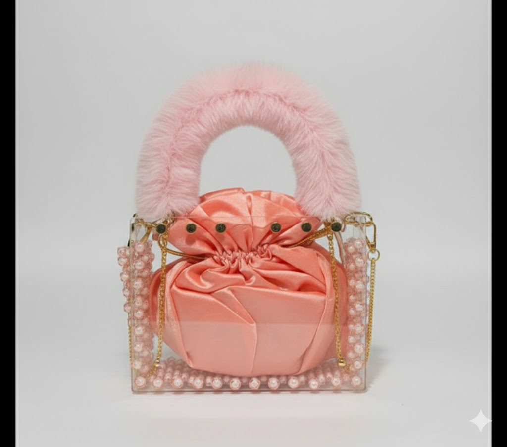 Handcrafted Pearl Potli Bag | Bridal & Wedding Clutch Purse with Drawstring | Elegant Drawstring Purse | Hand Beaded Bridal Potli | Luxury Ethnic Clutch Bag | Designer Pearl Wristlet Pouch