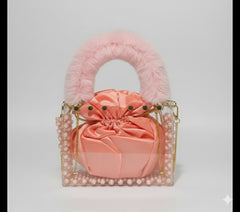 Handcrafted Pearl Potli Bag | Bridal & Wedding Clutch Purse with Drawstring | Elegant Drawstring Purse | Hand Beaded Bridal Potli | Luxury Ethnic Clutch Bag | Designer Pearl Wristlet Pouch