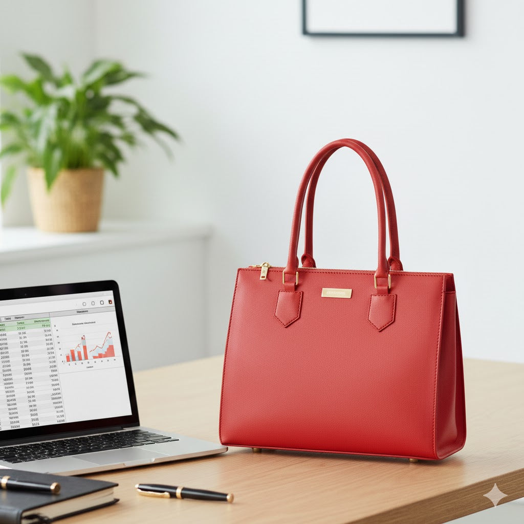 Royal Collection Structured Leather Tote | Laptop & Work Bag for Women | Professional Tote | Structured Work Bag | Neutral Leather Handbag | Everyday Business Bag | Chic Commuter Purse