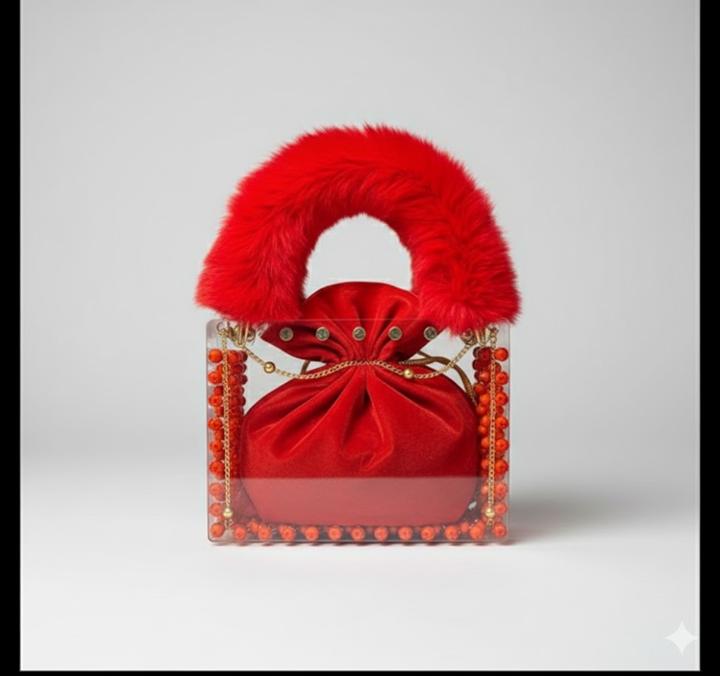 Handcrafted Pearl Potli Bag | Bridal & Wedding Clutch Purse with Drawstring | Elegant Drawstring Purse | Hand Beaded Bridal Potli | Luxury Ethnic Clutch Bag | Designer Pearl Wristlet Pouch