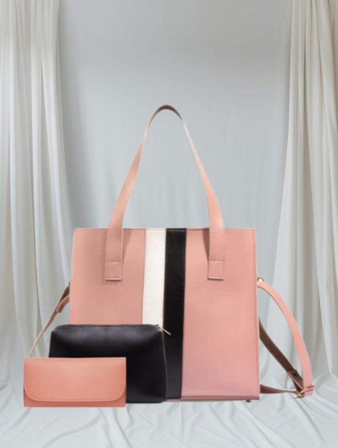 3-in-1 Triple Pouch Tote Bag Set | Ladies Shoulder Handbag & Crossbody Purse | Multi-Pouch Handbag | Ladies Tote Bag with Purse | Large Capacity Shoulder Bag | 3 Piece Handbag Set