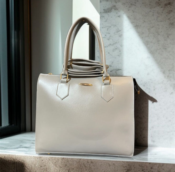 Royal Collection Structured Leather Tote | Laptop & Work Bag for Women | Professional Tote | Structured Work Bag | Neutral Leather Handbag | Everyday Business Bag | Chic Commuter Purse