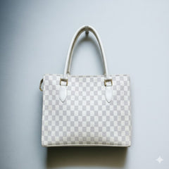 Checkers Pattern Ladies Handbag - Stylish Tote & Shoulder Bag for Women | Ladies Checkered Tote | Fashion Shoulder Satchel | Women's Daily Commuter Bag | Elegant Faux Leather Purse | Spacious Weekend Handbag