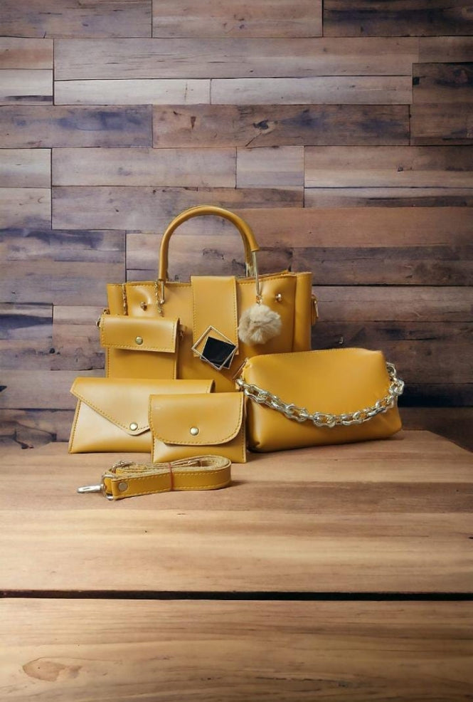 5-Piece Maroon Handbag Set: Versatile Shoulder Bag, Purse, & Clutch Combo | Bag Set | 5-in-1 Bag Combo | Ladies Shoulder Purse | Versatile Crossbody Set | Matching Handbag Wallet